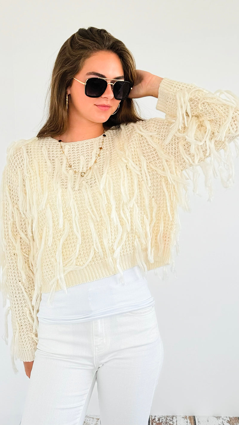 Tassel Fringe Sweater-140 Sweaters-Rousseau-Coastal Bloom Boutique, find the trendiest versions of the popular styles and looks Located in Indialantic, FL