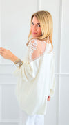 Whisper Light Embroidered Sleeve Top-130 Long Sleeve Tops-Rousseau-Coastal Bloom Boutique, find the trendiest versions of the popular styles and looks Located in Indialantic, FL
