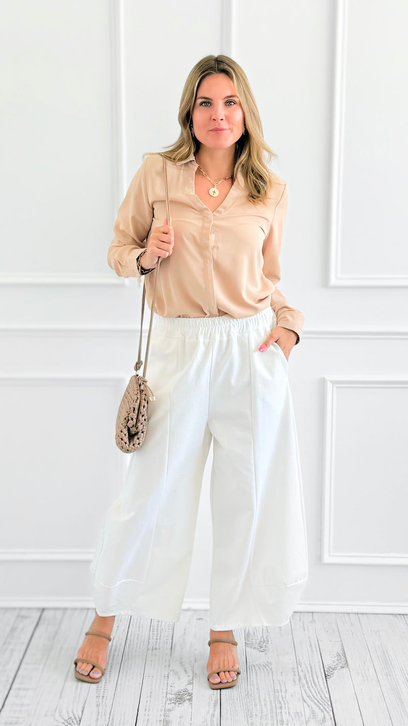 Luxe Essential Button Blouse Top - Khaki-130 Long Sleeve Tops-Michel-Coastal Bloom Boutique, find the trendiest versions of the popular styles and looks Located in Indialantic, FL