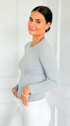 Second Skin Long Sleeve Top - Grey-130 Long Sleeve Tops-YELETE-Coastal Bloom Boutique, find the trendiest versions of the popular styles and looks Located in Indialantic, FL