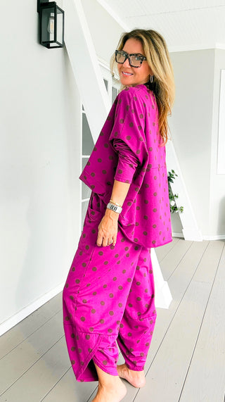 La Spezia Polka Dot Italian Barrel Cotton Set- Magenta