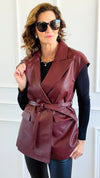 Run the City Vegan Leather Vest - Burgundy-160 Jackets-ROUSSEAU-Coastal Bloom Boutique, find the trendiest versions of the popular styles and looks Located in Indialantic, FL