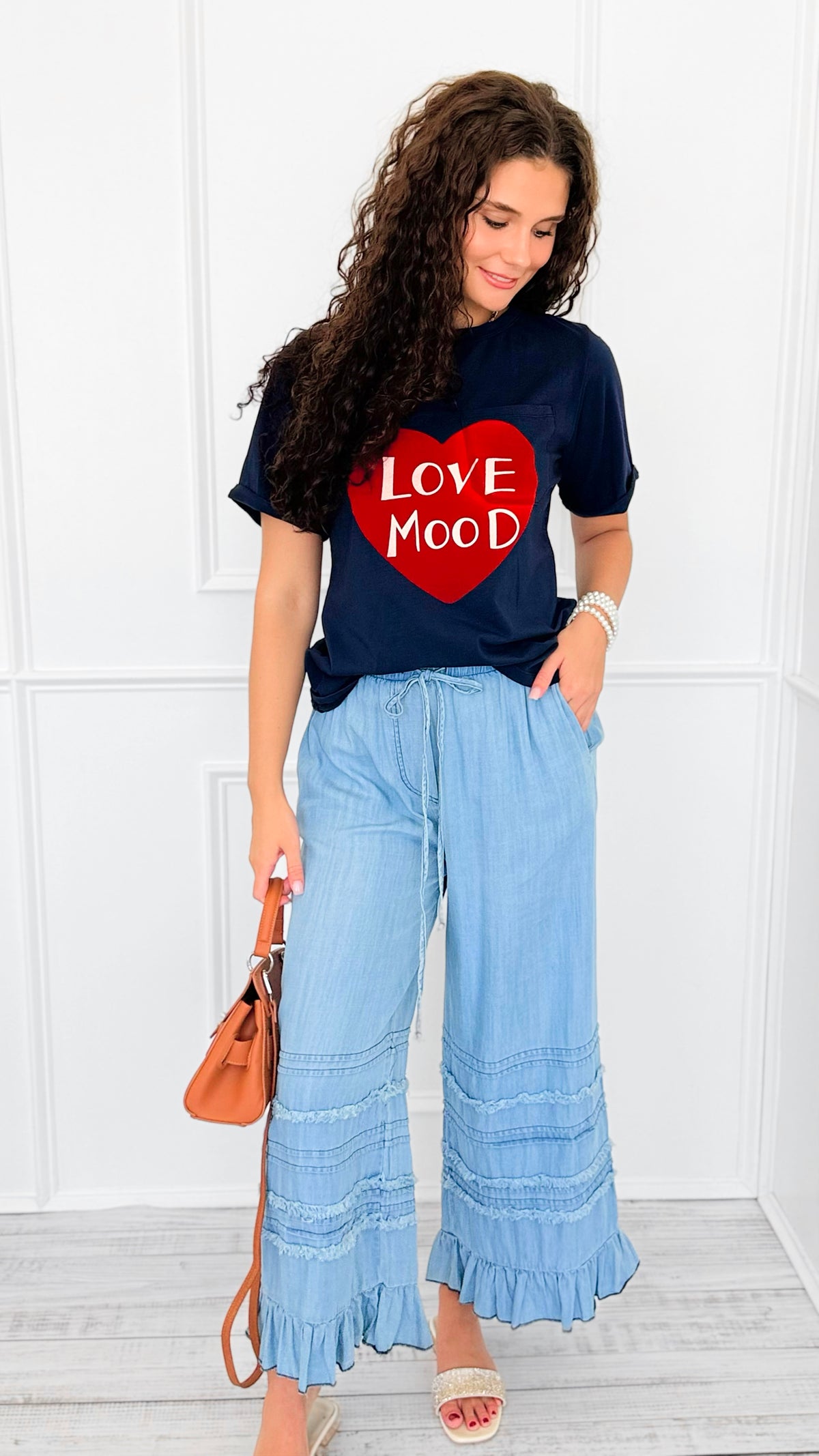 Ruffle Drift Drawcord Tencel Pant-100 Pants-EASEL-Coastal Bloom Boutique, find the trendiest versions of the popular styles and looks Located in Indialantic, FL
