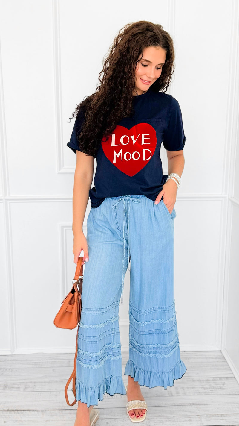 Ruffle Drift Drawcord Tencel Pant-100 Pants-EASEL-Coastal Bloom Boutique, find the trendiest versions of the popular styles and looks Located in Indialantic, FL