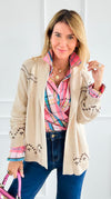 Jacquard Western Sweater Cardigan-140 Sweaters-Blu Pepper-Coastal Bloom Boutique, find the trendiest versions of the popular styles and looks Located in Indialantic, FL