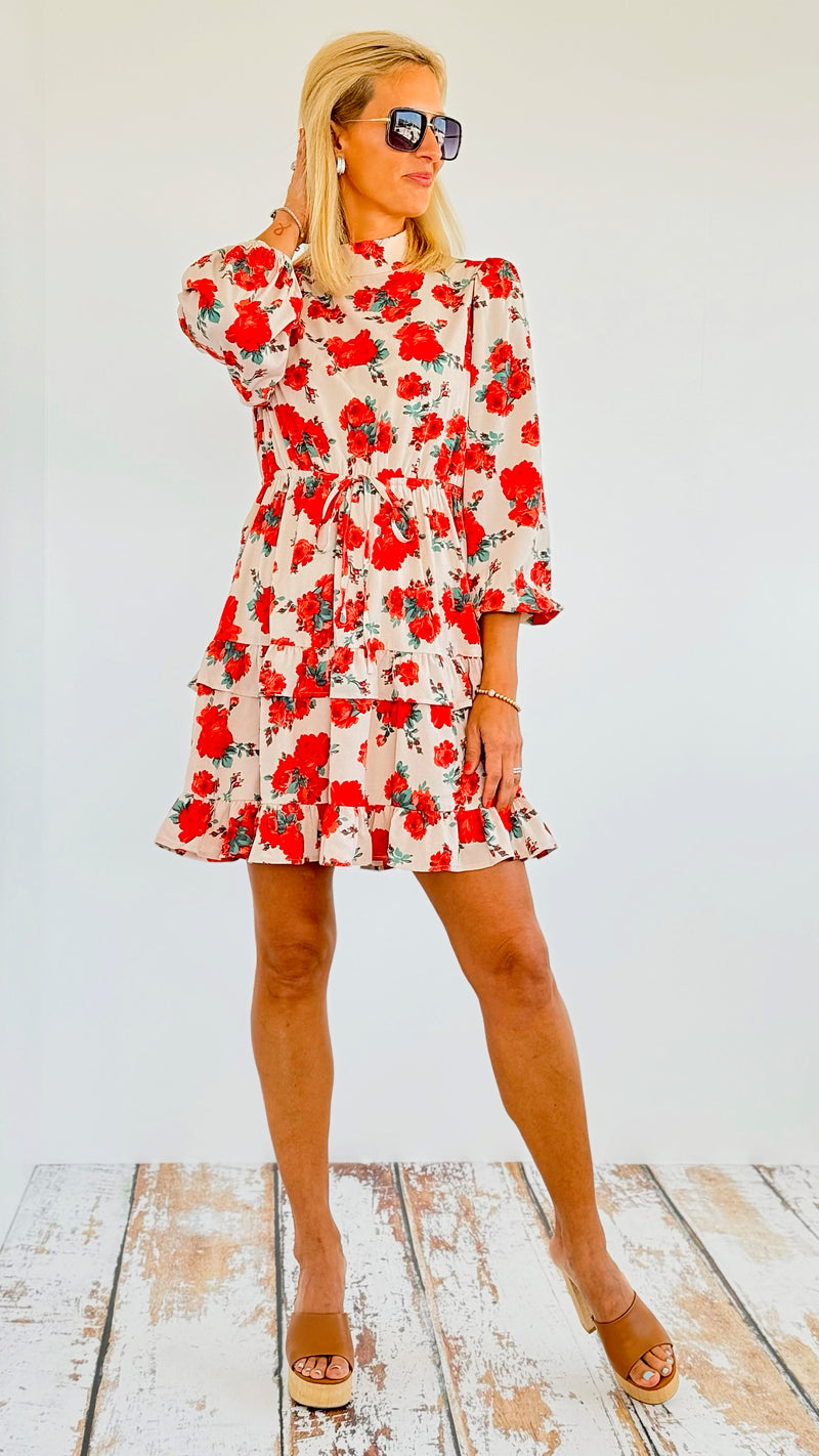 All Over Red Peonies Dress-200 dresses/jumpsuits/rompers-Jodifl-Coastal Bloom Boutique, find the trendiest versions of the popular styles and looks Located in Indialantic, FL