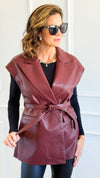 Run the City Vegan Leather Vest - Burgundy-160 Jackets-ROUSSEAU-Coastal Bloom Boutique, find the trendiest versions of the popular styles and looks Located in Indialantic, FL