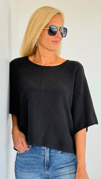 Winter in Amalfi Italian Top - Black-140 Sweaters-Italianissimo-Coastal Bloom Boutique, find the trendiest versions of the popular styles and looks Located in Indialantic, FL