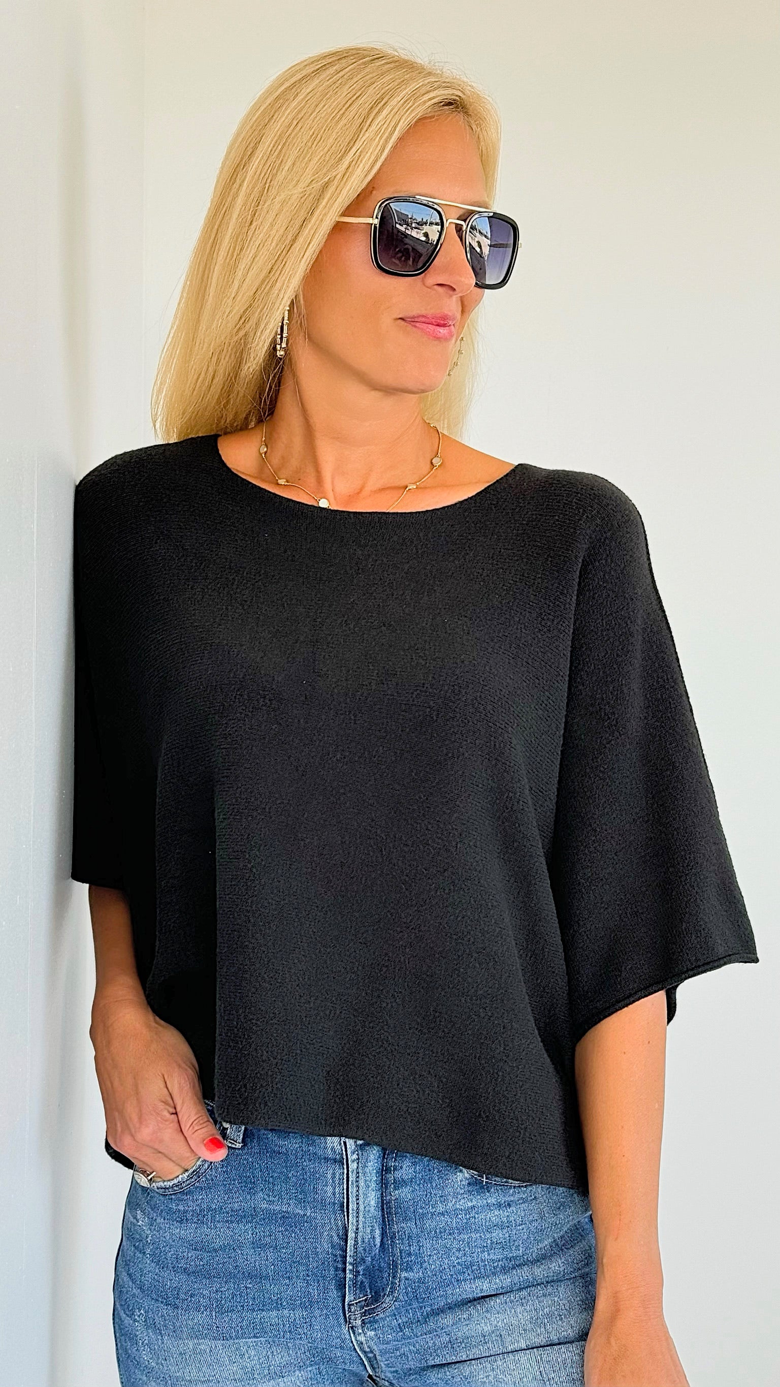 Winter in Amalfi Italian Top - Black-140 Sweaters-Italianissimo-Coastal Bloom Boutique, find the trendiest versions of the popular styles and looks Located in Indialantic, FL