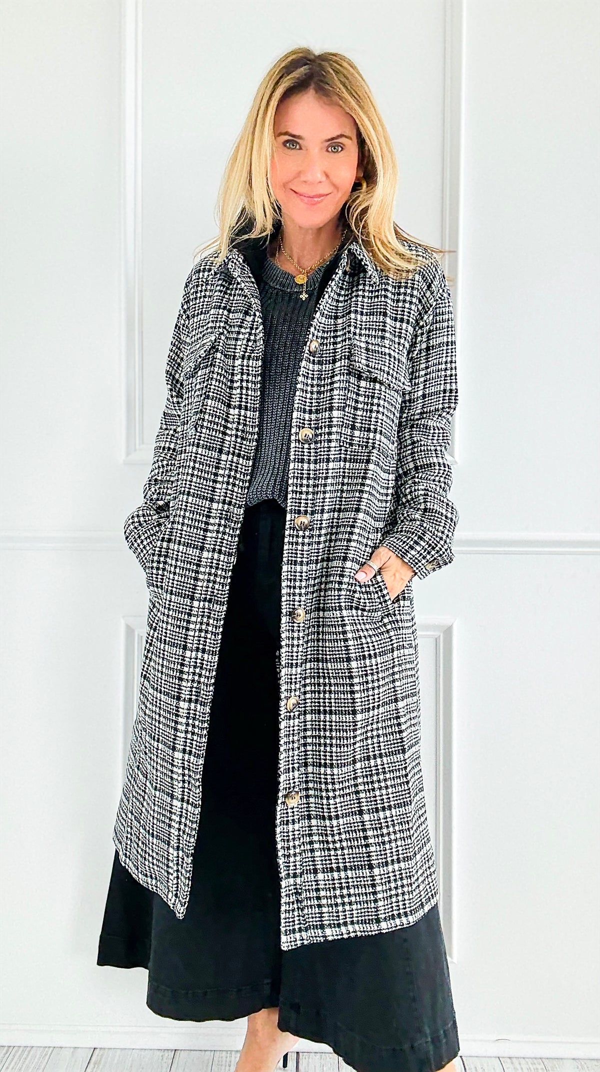 Weekend Plaid Hooded Coat-160 Jackets-mystree-Coastal Bloom Boutique, find the trendiest versions of the popular styles and looks Located in Indialantic, FL