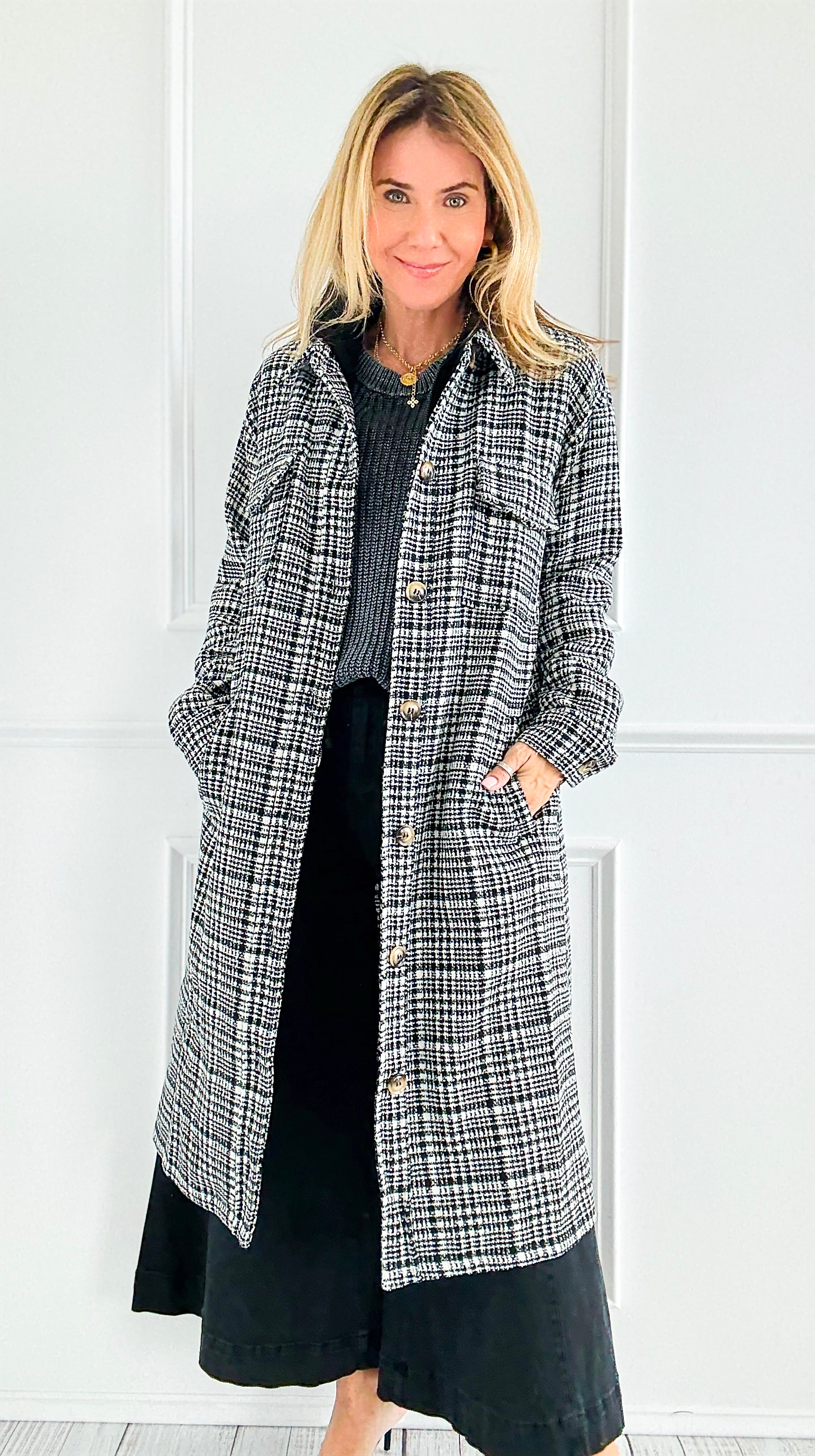 Weekend Plaid Hooded Coat-160 Jackets-mystree-Coastal Bloom Boutique, find the trendiest versions of the popular styles and looks Located in Indialantic, FL