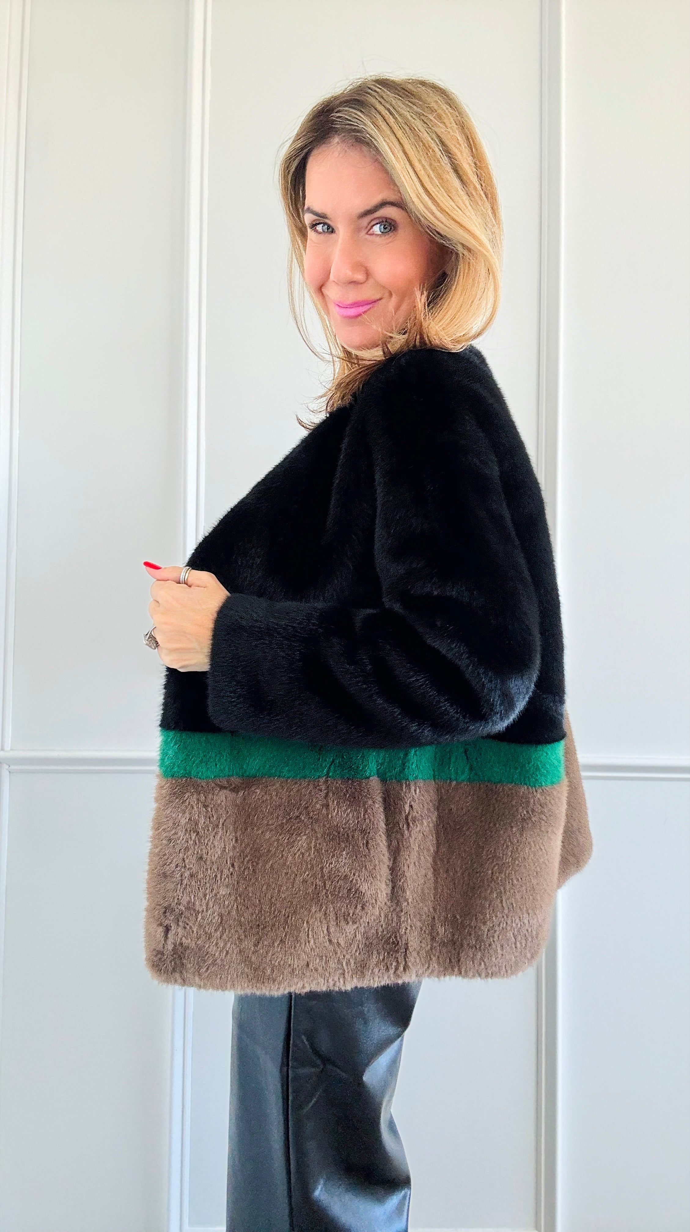 Luxe Contrast Faux Fur Jacket-160 Jackets-Joh Apparel-Coastal Bloom Boutique, find the trendiest versions of the popular styles and looks Located in Indialantic, FL