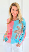 Tropic Pop Italian St Tropez Sweater-140 Sweaters-SORPRESA-Coastal Bloom Boutique, find the trendiest versions of the popular styles and looks Located in Indialantic, FL