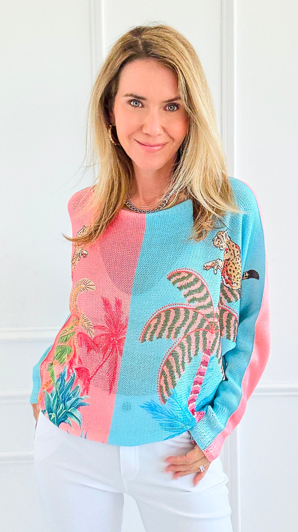 Tropic Pop Italian St Tropez Sweater-140 Sweaters-SORPRESA-Coastal Bloom Boutique, find the trendiest versions of the popular styles and looks Located in Indialantic, FL