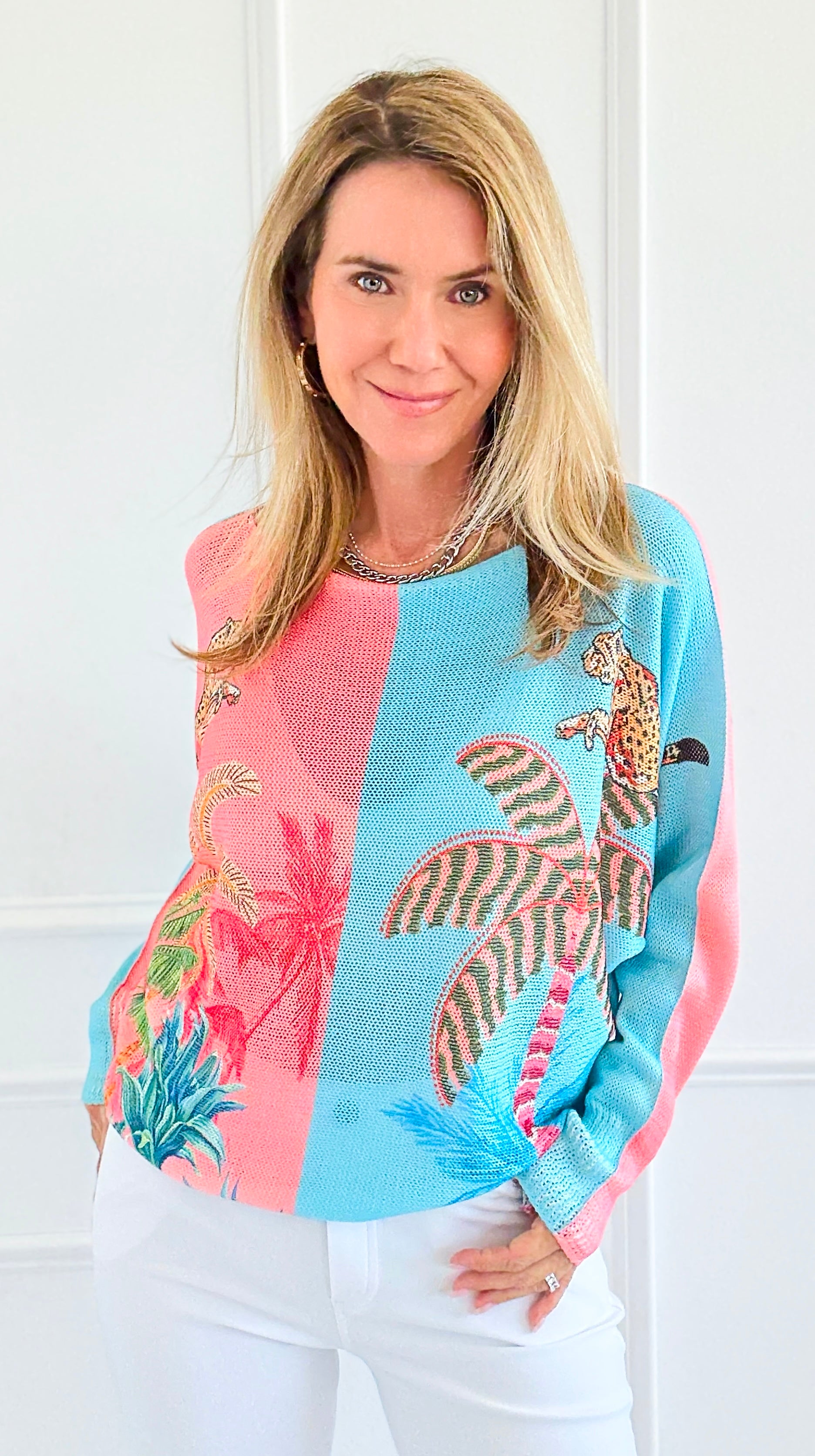 Tropic Pop Italian St Tropez Sweater-140 Sweaters-SORPRESA-Coastal Bloom Boutique, find the trendiest versions of the popular styles and looks Located in Indialantic, FL