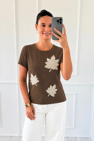 Embellished Leaf Appliqué Top