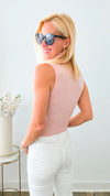 Turtleneck Speckled Italian Tank - Blush /Silver-100 Sleeveless Tops-Italianissimo-Coastal Bloom Boutique, find the trendiest versions of the popular styles and looks Located in Indialantic, FL