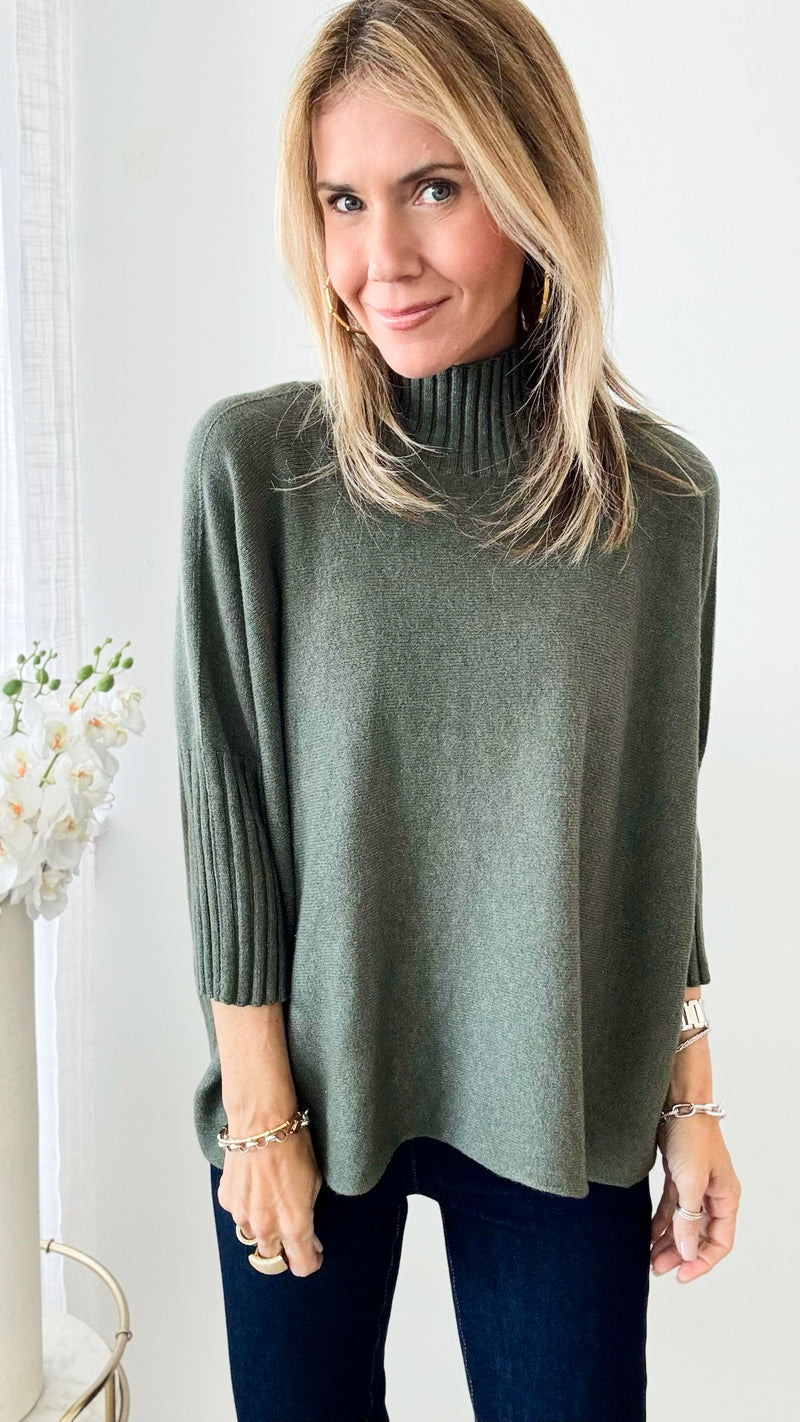Break Free Relaxed Italian Sweater - Army Green-140 Sweaters-Germany-Coastal Bloom Boutique, find the trendiest versions of the popular styles and looks Located in Indialantic, FL