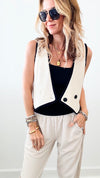 Crossed Contrast Vest-100 Sleeveless Tops-Edit By Nine-Coastal Bloom Boutique, find the trendiest versions of the popular styles and looks Located in Indialantic, FL
