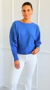 Sunday Muse Dolman Knit Sweater - Cobalt Blue-140 Sweaters-she + sky-Coastal Bloom Boutique, find the trendiest versions of the popular styles and looks Located in Indialantic, FL