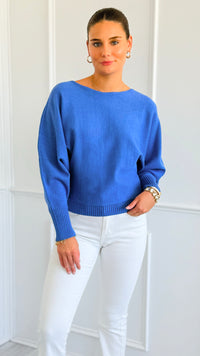 Sunday Muse Dolman Knit Sweater - Cobalt Blue-140 Sweaters-she + sky-Coastal Bloom Boutique, find the trendiest versions of the popular styles and looks Located in Indialantic, FL