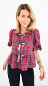 Glen Plaid Party Top-110 Short Sleeve Tops-entro-Coastal Bloom Boutique, find the trendiest versions of the popular styles and looks Located in Indialantic, FL