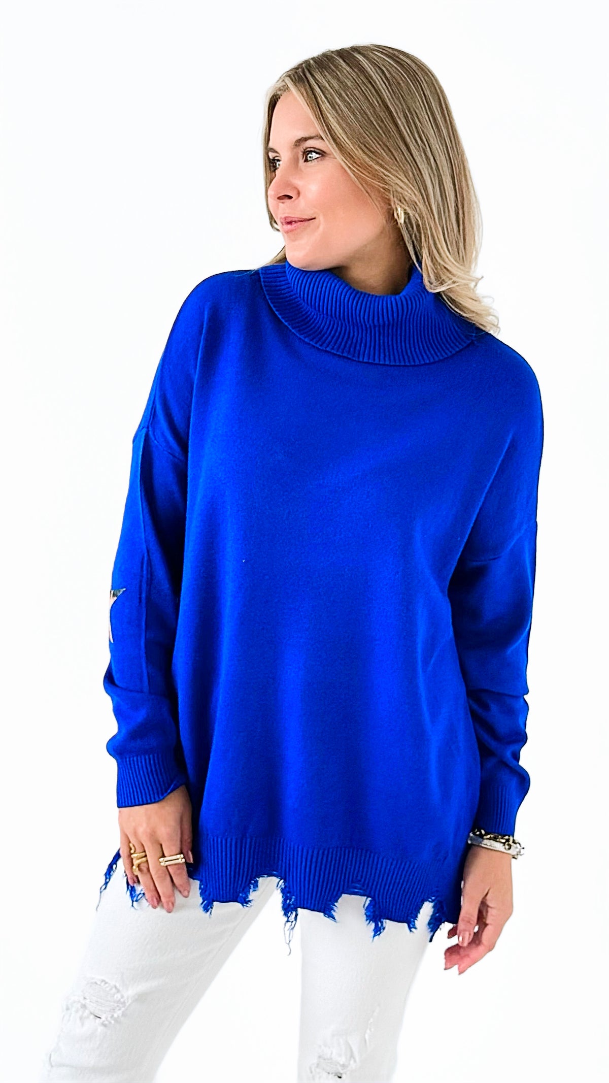 Wild Heart Knit Sweater - Royal Blue-140 Sweaters-VENTI6 OUTLET-Coastal Bloom Boutique, find the trendiest versions of the popular styles and looks Located in Indialantic, FL
