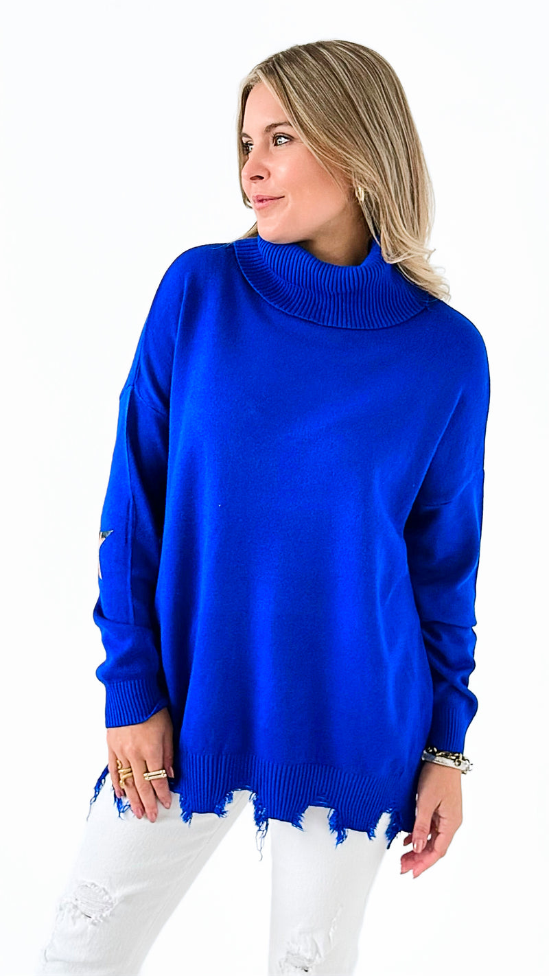 Wild Heart Knit Sweater - Royal Blue-140 Sweaters-VENTI6 OUTLET-Coastal Bloom Boutique, find the trendiest versions of the popular styles and looks Located in Indialantic, FL