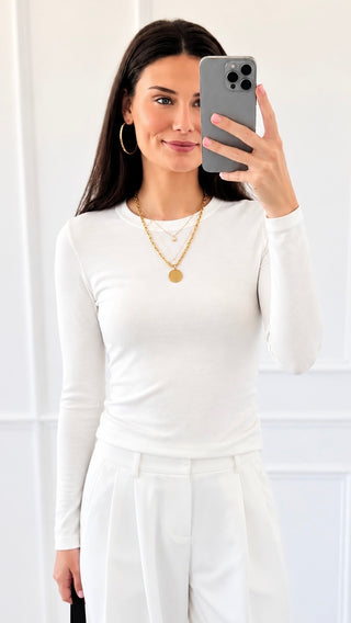 Round Neck Knit Top - Ivory