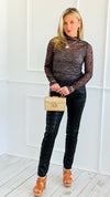 Dainty Meadow Mesh Top- Black-110 Long Sleeve Tops-Umgee-Coastal Bloom Boutique, find the trendiest versions of the popular styles and looks Located in Indialantic, FL