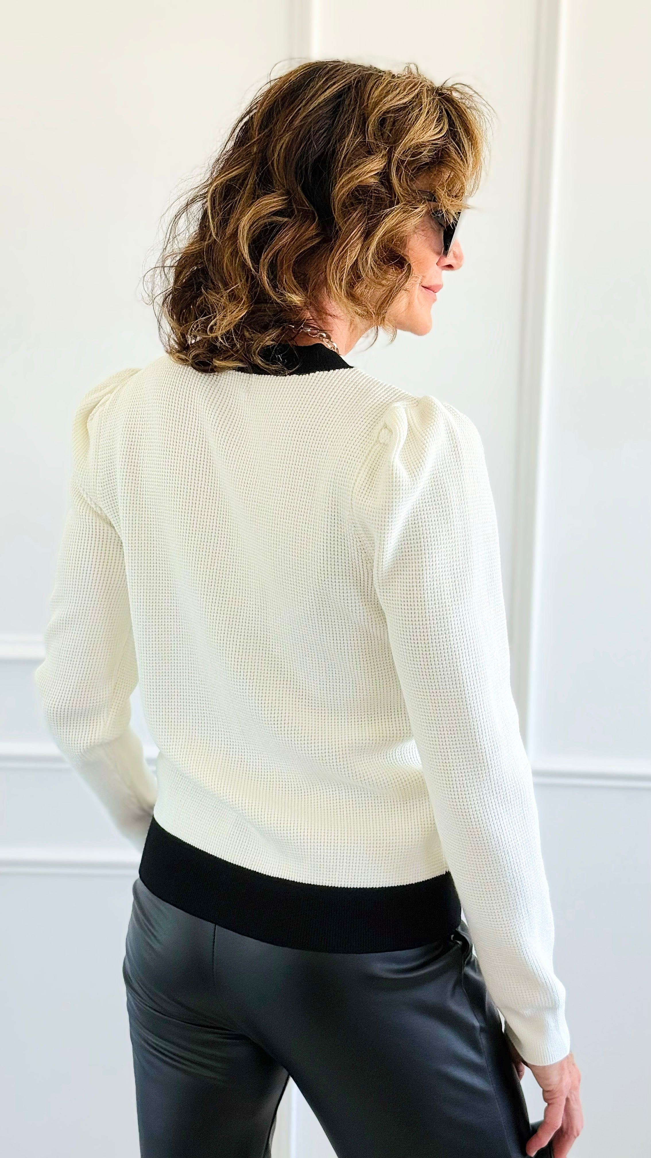 Lace Cuff Contrast Sweater-140 Sweaters-Z STUDIO-Coastal Bloom Boutique, find the trendiest versions of the popular styles and looks Located in Indialantic, FL