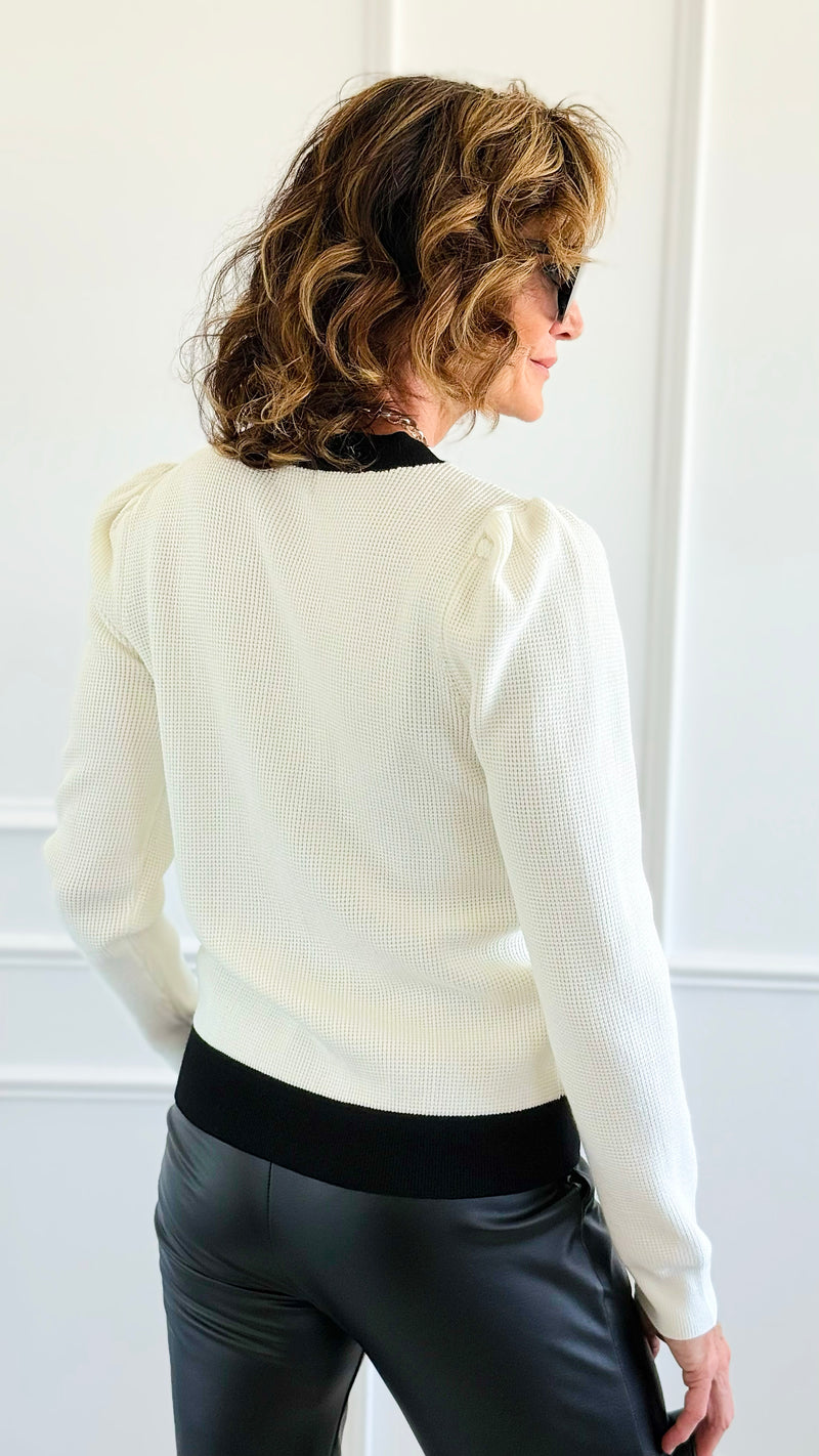 Lace Cuff Contrast Sweater-140 Sweaters-Z STUDIO-Coastal Bloom Boutique, find the trendiest versions of the popular styles and looks Located in Indialantic, FL