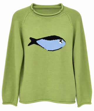 Coastal Fish Graphic Crew Neck Sweater