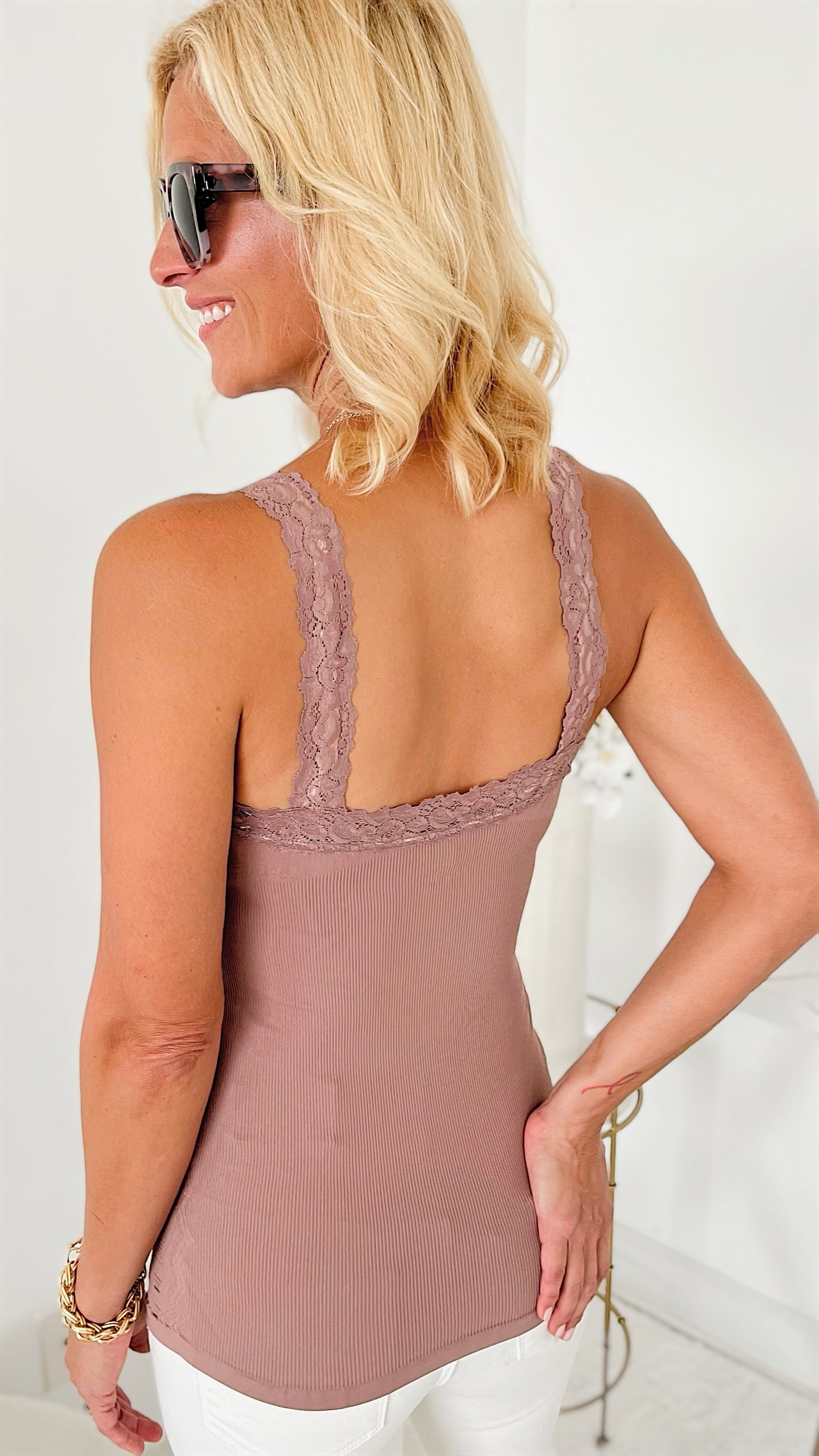Crazy Beautiful Lace Cami - Mauve-220 Intimates-Elietian-Coastal Bloom Boutique, find the trendiest versions of the popular styles and looks Located in Indialantic, FL