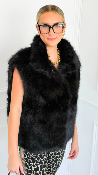 Luxe Plush Layering Vest - Black