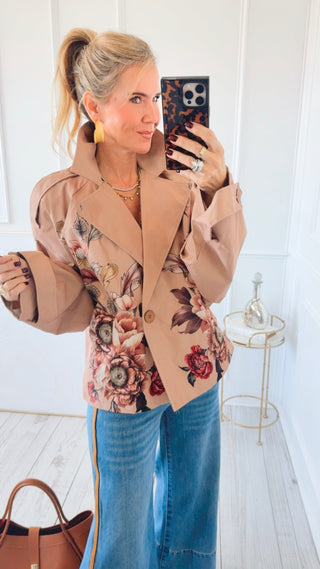 Floral Bloom Italian Trench Jacket