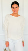 Ribbed Italian Pullover- Winter White-140 Sweaters-Italianissimo-Coastal Bloom Boutique, find the trendiest versions of the popular styles and looks Located in Indialantic, FL