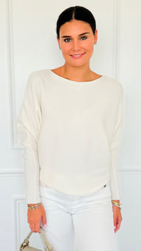Ribbed Italian Pullover- Winter White-140 Sweaters-Italianissimo-Coastal Bloom Boutique, find the trendiest versions of the popular styles and looks Located in Indialantic, FL