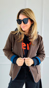 Italian Double Take Blazer II Brown/Blue-160 Jackets-BONITO SRL-Coastal Bloom Boutique, find the trendiest versions of the popular styles and looks Located in Indialantic, FL
