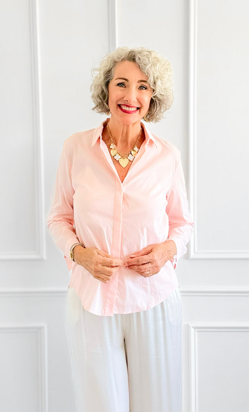Under Pressure Italian Blouse- Light Pink-130 Long sleeve top-Italianissimo/ JOY & LOVE-Coastal Bloom Boutique, find the trendiest versions of the popular styles and looks Located in Indialantic, FL