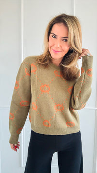 Pumpkin Sweater - Olive-140 Sweaters-SO ME-Coastal Bloom Boutique, find the trendiest versions of the popular styles and looks Located in Indialantic, FL