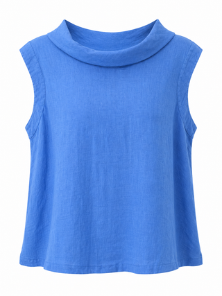 Coastal Calm Cowl Neck Italian Linen Sleeveless Top