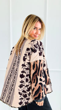 Floral Vines Italian Quilted Jacket-160 Jackets-Italianissimo-Coastal Bloom Boutique, find the trendiest versions of the popular styles and looks Located in Indialantic, FL