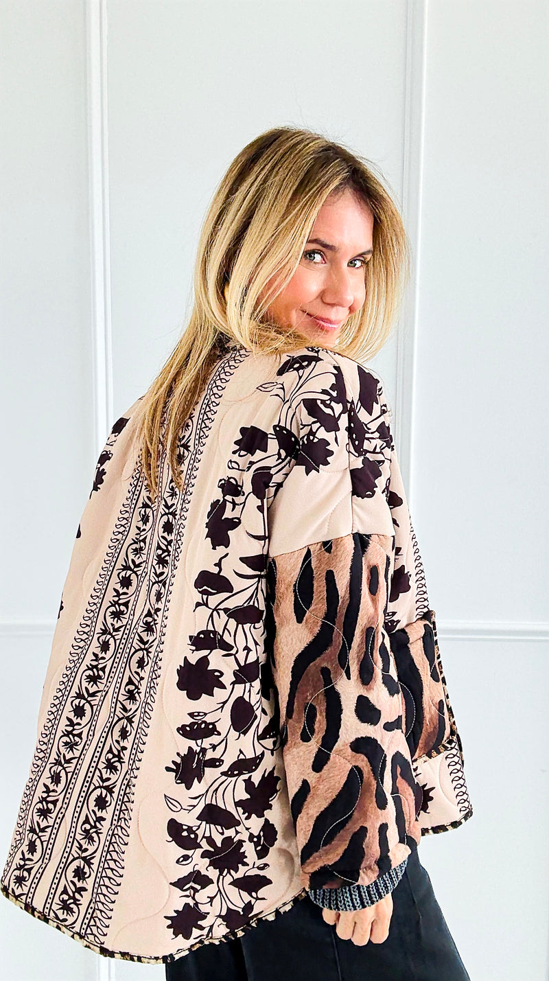 Floral Vines Italian Quilted Jacket-160 Jackets-Italianissimo-Coastal Bloom Boutique, find the trendiest versions of the popular styles and looks Located in Indialantic, FL