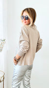 Boatneck Italian Silver Foil Sweater-140 Sweaters-Look Mode-Coastal Bloom Boutique, find the trendiest versions of the popular styles and looks Located in Indialantic, FL