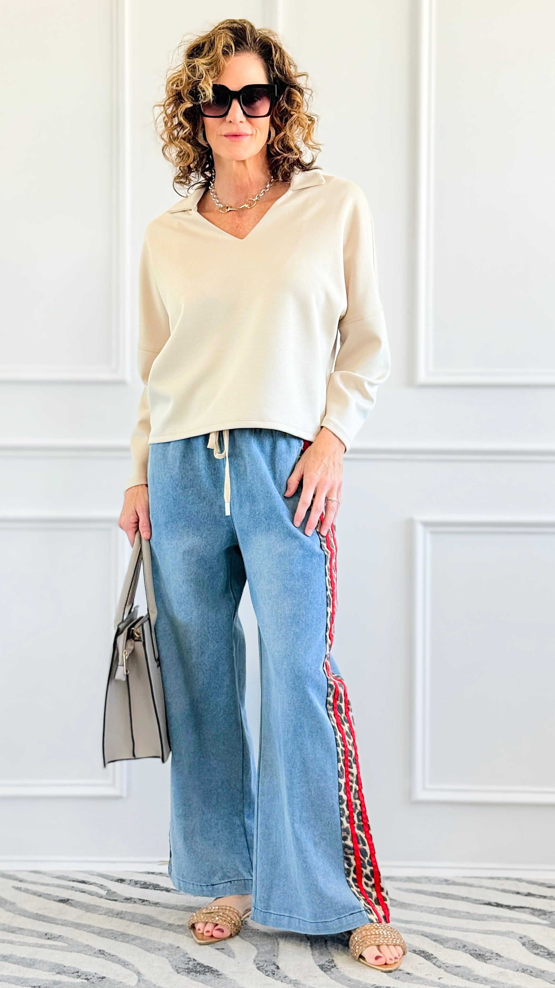 Wild Edge Wide-Leg Denim Pants - Red-190 Denim-JODIFL-Coastal Bloom Boutique, find the trendiest versions of the popular styles and looks Located in Indialantic, FL