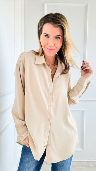 Coastal Breeze Oversized Top - Beige-130 Long Sleeve Tops-Must Have-Coastal Bloom Boutique, find the trendiest versions of the popular styles and looks Located in Indialantic, FL