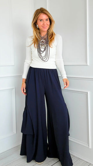 Chic Moon Big Pocket Italian Pants- Navy