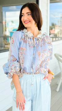 Palais Floral Italian Blouse- Blue