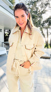 Whispered Trim Textured Jacket-160 Jackets-LA ROS-Coastal Bloom Boutique, find the trendiest versions of the popular styles and looks Located in Indialantic, FL
